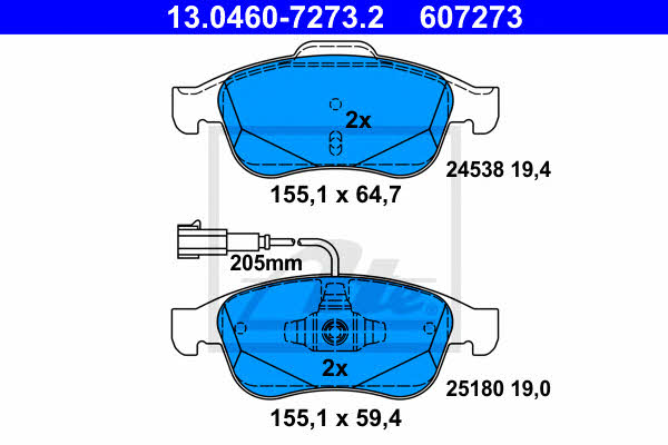 Ate 13.0460-7273.2 Brake Pad Set, disc brake 13046072732: Buy near me in Poland at 2407.PL - Good price!