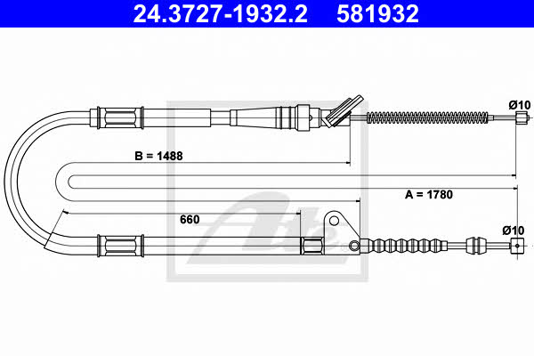 Ate 24.3727-1932.2 Cable Pull, parking brake 24372719322: Buy near me in Poland at 2407.PL - Good price!