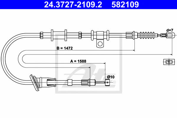 Ate 24.3727-2109.2 Cable Pull, parking brake 24372721092: Buy near me at 2407.PL in Poland at an Affordable price!