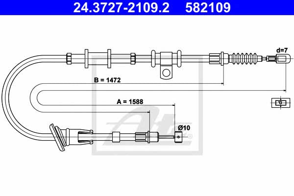 Ate 24.3727-2109.2 Cable Pull, parking brake 24372721092: Buy near me at 2407.PL in Poland at an Affordable price!