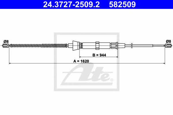 Ate 24.3727-2509.2 Cable Pull, parking brake 24372725092: Buy near me in Poland at 2407.PL - Good price!