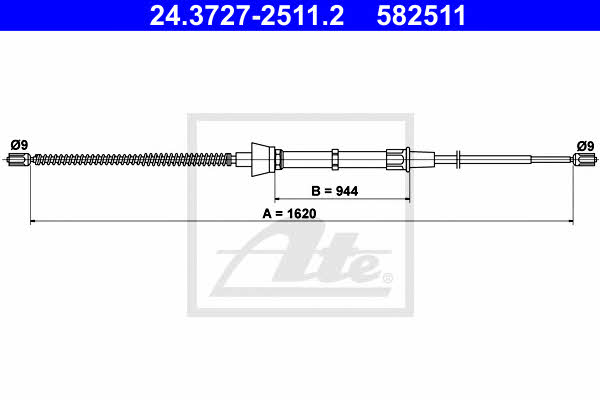 Ate 24.3727-2511.2 Cable Pull, parking brake 24372725112: Buy near me in Poland at 2407.PL - Good price!