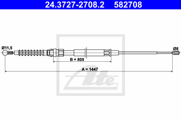 Ate 24.3727-2708.2 Feststellbremsseil, links 24372727082: Kaufen Sie zu einem guten Preis in Polen bei 2407.PL!