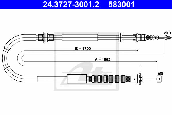 Ate 24.3727-3001.2 Cable Pull, parking brake 24372730012: Buy near me in Poland at 2407.PL - Good price!