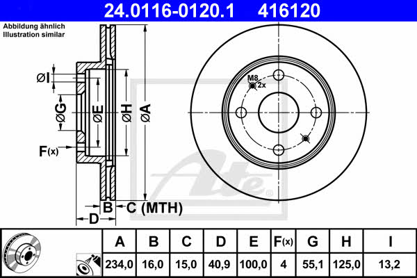 Ate 24.0116-0120.1 Тормозной диск передний вентилируемый 24011601201: Отличная цена - Купить в Польше на 2407.PL!