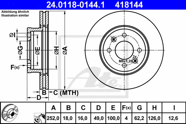 Ate 24.0118-0144.1 Тормозной диск передний вентилируемый 24011801441: Отличная цена - Купить в Польше на 2407.PL!