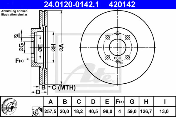 Ate 24.0120-0142.1 Тормозной диск передний вентилируемый 24012001421: Отличная цена - Купить в Польше на 2407.PL!
