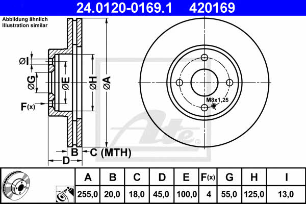 Ate 24.0120-0169.1 Тормозной диск передний вентилируемый 24012001691: Отличная цена - Купить в Польше на 2407.PL!