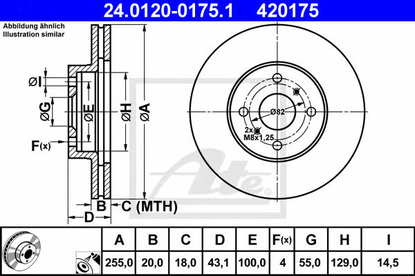 Ate 24.0120-0175.1 Тормозной диск передний вентилируемый 24012001751: Отличная цена - Купить в Польше на 2407.PL!