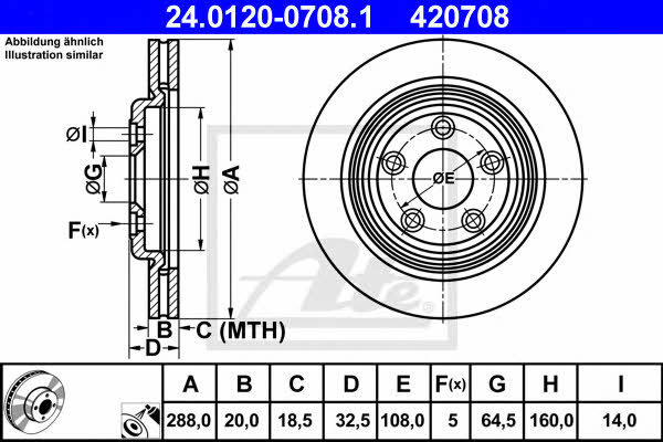 Ate 24.0120-0708.1 Rear ventilated brake disc 24012007081: Buy near me in Poland at 2407.PL - Good price!