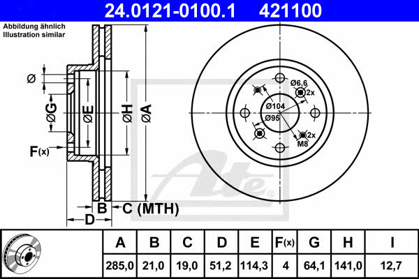 Ate 24.0121-0100.1 Тормозной диск передний вентилируемый 24012101001: Отличная цена - Купить в Польше на 2407.PL!