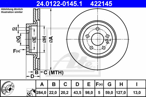 Ate 24.0122-0145.1 Тормозной диск передний вентилируемый 24012201451: Отличная цена - Купить в Польше на 2407.PL!