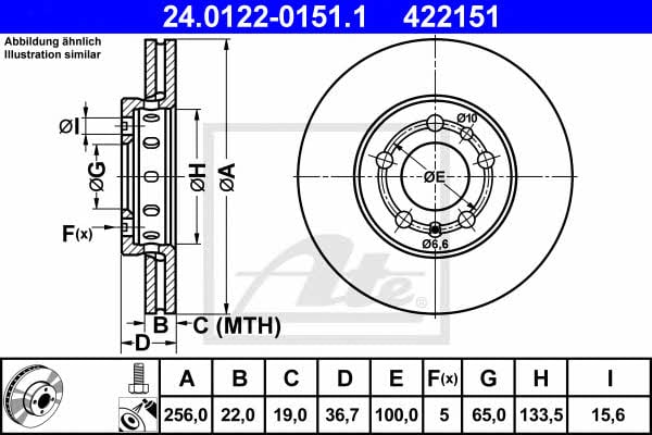 Ate 24.0122-0151.1 Тормозной диск передний вентилируемый 24012201511: Отличная цена - Купить в Польше на 2407.PL!