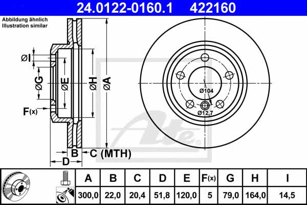 Ate 24.0122-0160.1 Тормозной диск передний вентилируемый 24012201601: Отличная цена - Купить в Польше на 2407.PL!