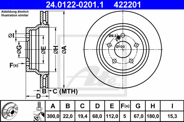 Ate 24.0122-0201.1 Rear ventilated brake disc 24012202011: Buy near me in Poland at 2407.PL - Good price!