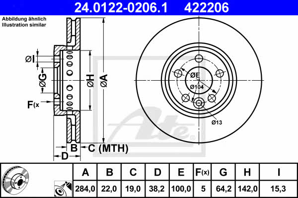 Ate 24.0122-0206.1 Тормозной диск передний вентилируемый 24012202061: Отличная цена - Купить в Польше на 2407.PL!