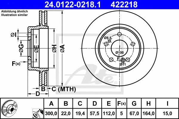 Ate 24.0122-0218.1 Rear ventilated brake disc 24012202181: Buy near me in Poland at 2407.PL - Good price!