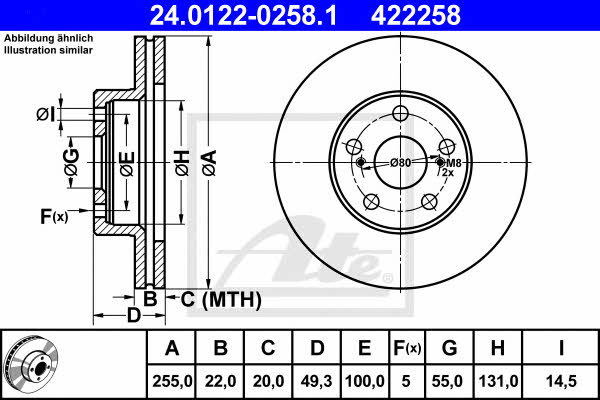 Ate 24.0122-0258.1 Тормозной диск передний вентилируемый 24012202581: Отличная цена - Купить в Польше на 2407.PL!