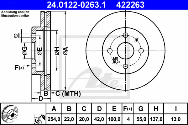 Ate 24.0122-0263.1 Тормозной диск передний вентилируемый 24012202631: Отличная цена - Купить в Польше на 2407.PL!
