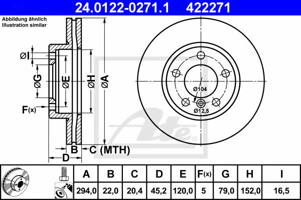 Ate 24.0122-0271.1 Тормозной диск передний вентилируемый 24012202711: Отличная цена - Купить в Польше на 2407.PL!