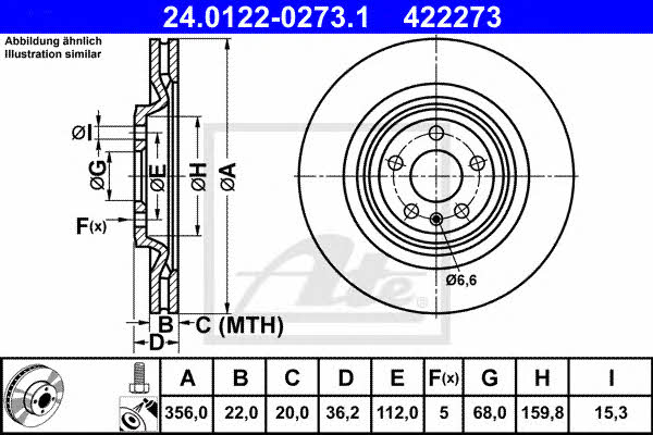 Ate 24.0122-0273.1 Rear ventilated brake disc 24012202731: Buy near me in Poland at 2407.PL - Good price!