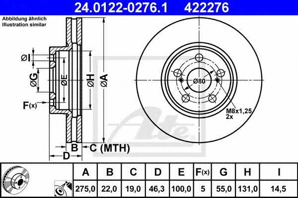 Ate 24.0122-0276.1 Тормозной диск передний вентилируемый 24012202761: Отличная цена - Купить в Польше на 2407.PL!