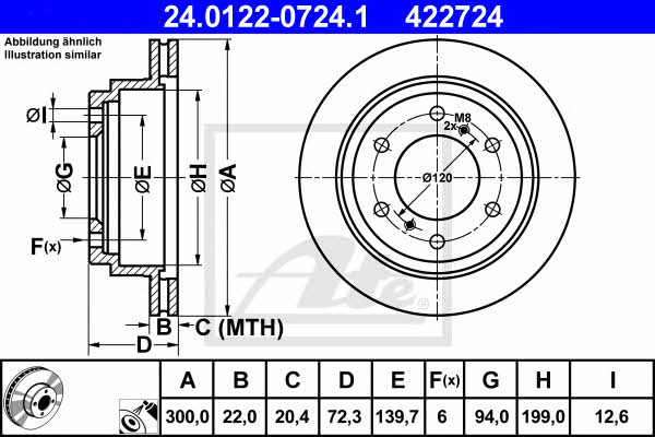 Ate 24.0122-0724.1 Rear ventilated brake disc 24012207241: Buy near me in Poland at 2407.PL - Good price!