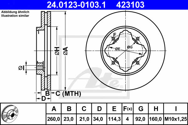 Ate 24.0123-0103.1 Тормозной диск передний вентилируемый 24012301031: Отличная цена - Купить в Польше на 2407.PL!