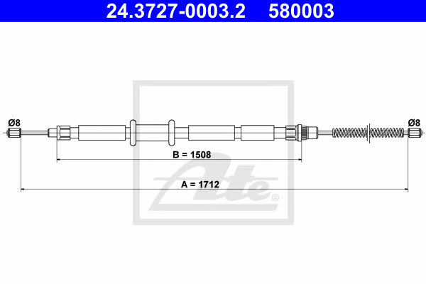 Ate 24.3727-0003.2 Parking brake cable, right 24372700032: Buy near me in Poland at 2407.PL - Good price!