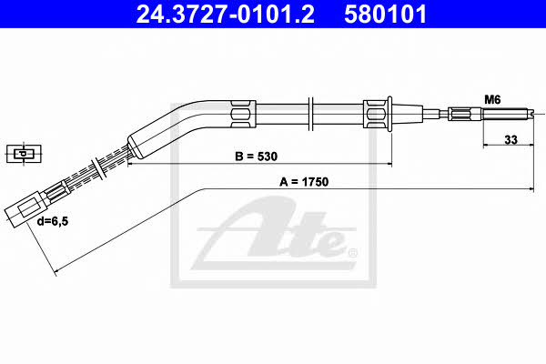 Ate 24.3727-0101.2 Cable Pull, parking brake 24372701012: Buy near me in Poland at 2407.PL - Good price!