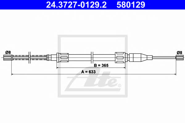 Ate 24.3727-0129.2 Cable Pull, parking brake 24372701292: Buy near me in Poland at 2407.PL - Good price!