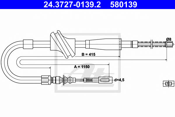 Ate 24.3727-0139.2 Parking brake cable, right 24372701392: Buy near me in Poland at 2407.PL - Good price!