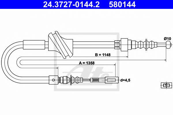 Ate 24.3727-0144.2 Parking brake cable, right 24372701442: Buy near me in Poland at 2407.PL - Good price!