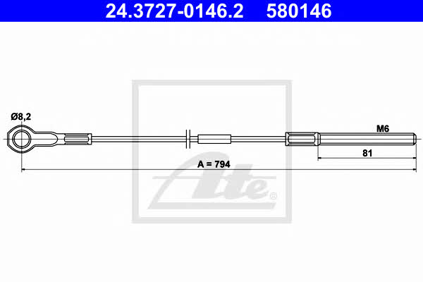 Ate 24.3727-0146.2 Cable Pull, parking brake 24372701462: Buy near me in Poland at 2407.PL - Good price!