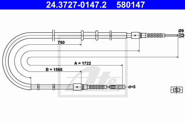 Ate 24.3727-0147.2 Cable Pull, parking brake 24372701472: Buy near me at 2407.PL in Poland at an Affordable price!