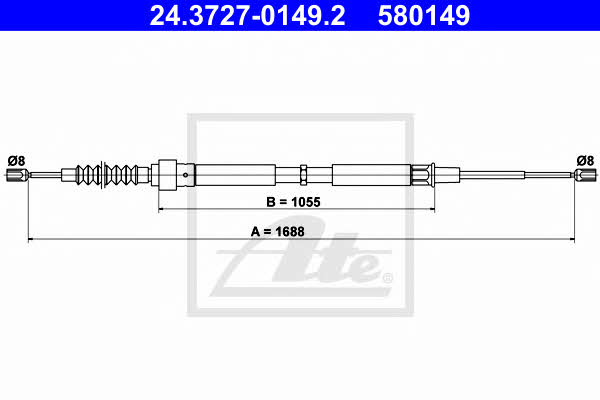 Ate 24.3727-0149.2 Cable Pull, parking brake 24372701492: Buy near me in Poland at 2407.PL - Good price!