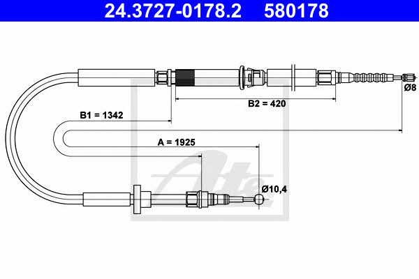Ate 24.3727-0178.2 Cable Pull, parking brake 24372701782: Buy near me in Poland at 2407.PL - Good price!