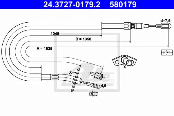 Ate 24.3727-0179.2 Parking brake cable left 24372701792: Buy near me in Poland at 2407.PL - Good price!