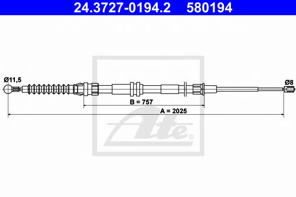 Ate 24.3727-0194.2 Cable Pull, parking brake 24372701942: Buy near me at 2407.PL in Poland at an Affordable price!