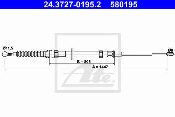 Ate 24.3727-0195.2 Cable Pull, parking brake 24372701952: Buy near me in Poland at 2407.PL - Good price!
