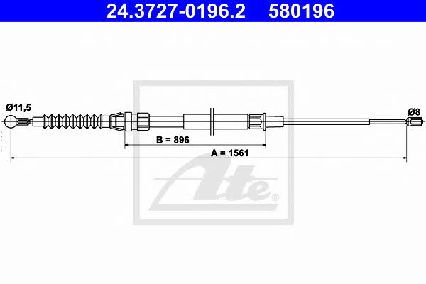 Ate 24.3727-0196.2 Cable Pull, parking brake 24372701962: Buy near me in Poland at 2407.PL - Good price!