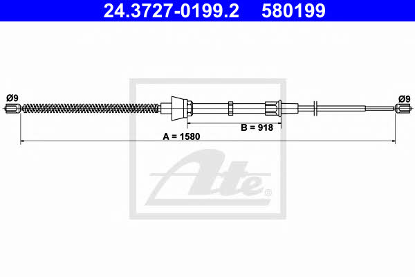 Ate 24.3727-0199.2 Cable Pull, parking brake 24372701992: Buy near me in Poland at 2407.PL - Good price!