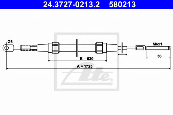Ate 24.3727-0213.2 Cable Pull, parking brake 24372702132: Buy near me in Poland at 2407.PL - Good price!