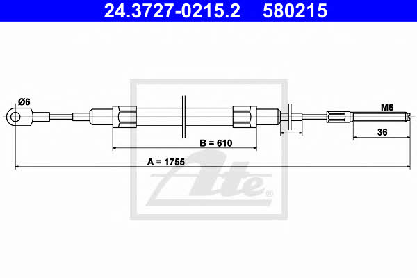 Ate 24.3727-0215.2 Cable Pull, parking brake 24372702152: Buy near me in Poland at 2407.PL - Good price!