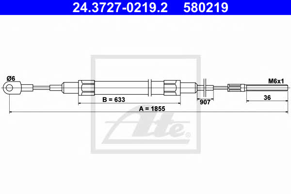 Ate 24.3727-0219.2 Cable Pull, parking brake 24372702192: Buy near me in Poland at 2407.PL - Good price!