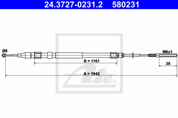 Ate 24.3727-0231.2 Cable Pull, parking brake 24372702312: Buy near me in Poland at 2407.PL - Good price!
