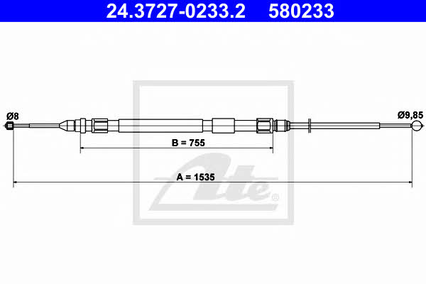 Ate 24.3727-0233.2 Cable Pull, parking brake 24372702332: Buy near me in Poland at 2407.PL - Good price!