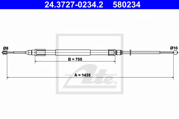 Ate 24.3727-0234.2 Cable Pull, parking brake 24372702342: Buy near me in Poland at 2407.PL - Good price!