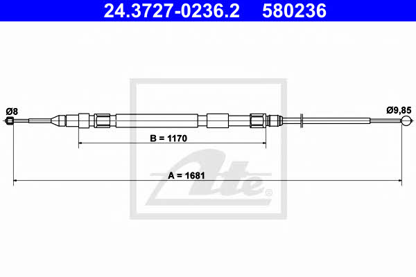 Ate 24.3727-0236.2 Parking brake cable left 24372702362: Buy near me in Poland at 2407.PL - Good price!