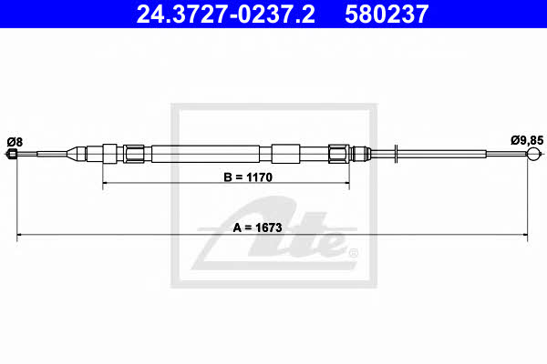 Ate 24.3727-0237.2 Parking brake cable, right 24372702372: Buy near me in Poland at 2407.PL - Good price!